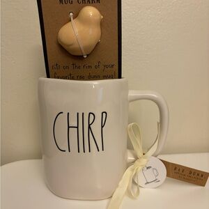 Rae Dunn White and Yellow Ceramic Mug Chirp Design